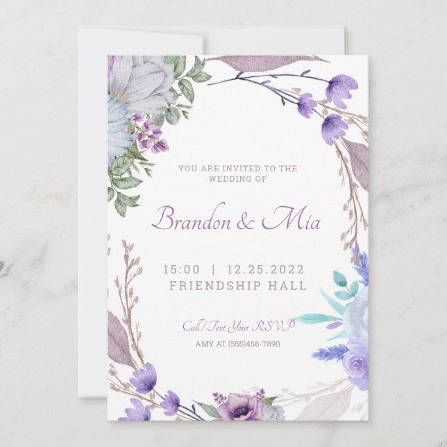 Invitación a la boda de un jardín floral rústico (Anverso)