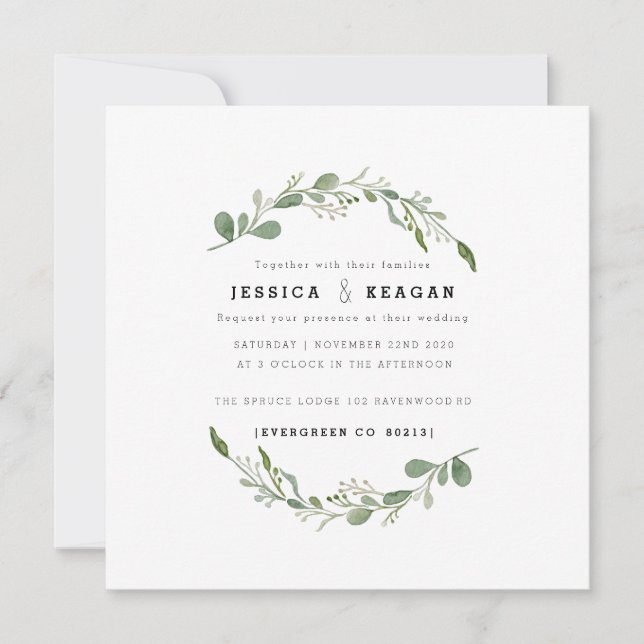 Invitación a la boda de un jardín verde profundo (Anverso)