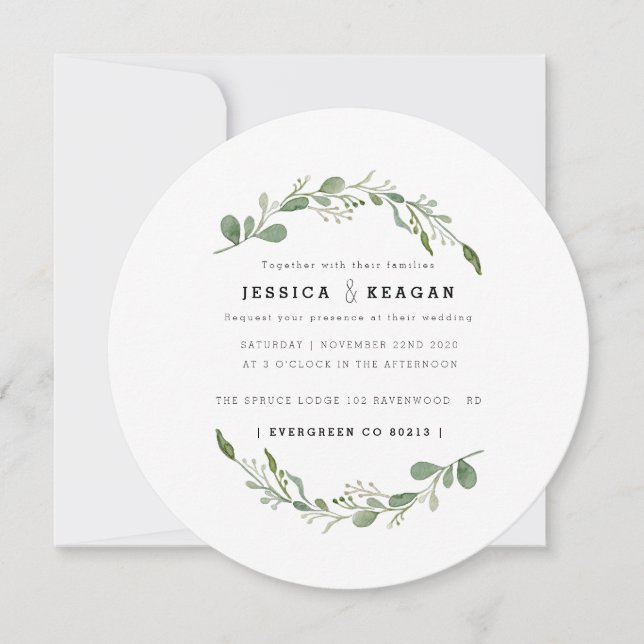 Invitación a la boda de un jardín verde profundo (Anverso)