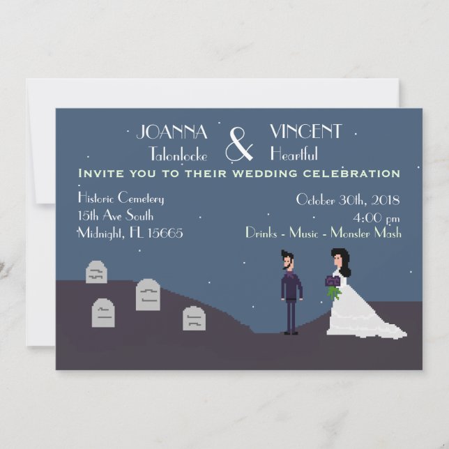 Invitación a la boda de un jugador geek gótico (Anverso)