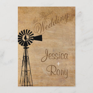 Invitación a la boda de un molino de viento rústic