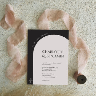 Invitación a la boda de un monograma de arte Minim