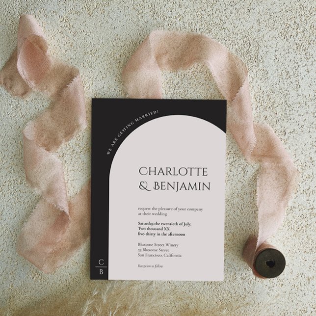 Invitación a la boda de un monograma de arte Minim (Subido por el creador)