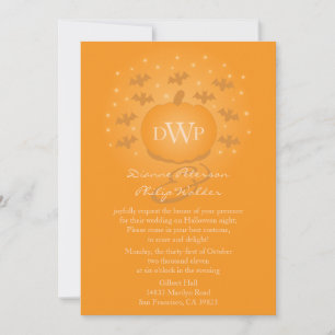 Invitación a la boda de un monograma de calabaza m