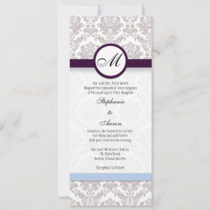 Invitación a la boda de un monograma de Damask