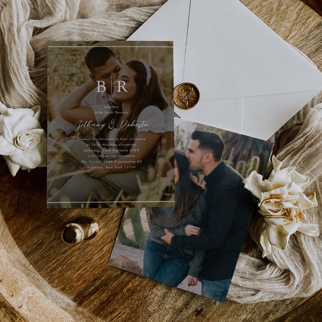 Invitación a la boda de un monograma de fotografía (Subido por el creador)