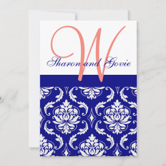 Invitación a la boda de un monograma de la Marina 