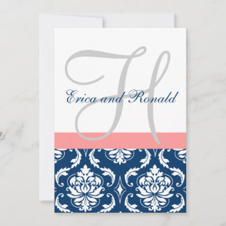 Invitación a la boda de un monograma de la Marina