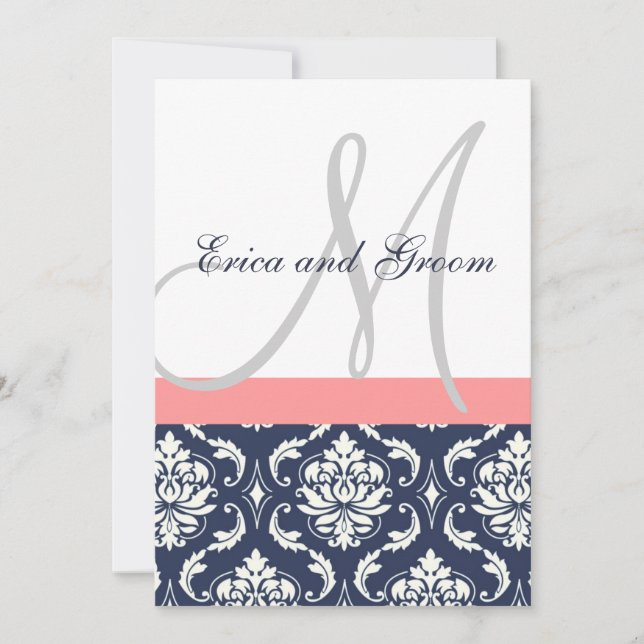 Invitación a la boda de un monograma de la Marina  (Anverso)