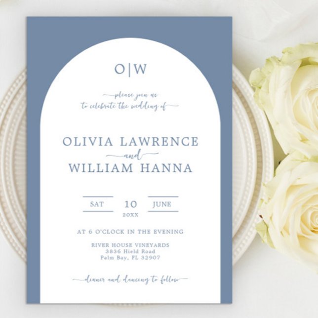 Invitación a la boda de un monograma del Arco Azul (Subido por el creador)