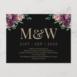 Invitación a la boda de un monograma floral de Bor