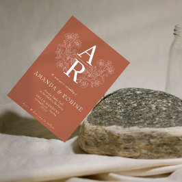 Invitación a la boda de un monograma floral de Ter
