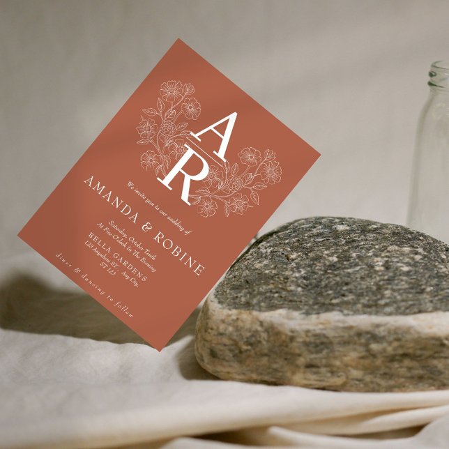 Invitación a la boda de un monograma floral de Ter (Subido por el creador)