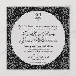 Invitación a la boda de un monograma floral gótico