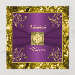 Invitación a la boda de un monograma floral morado
