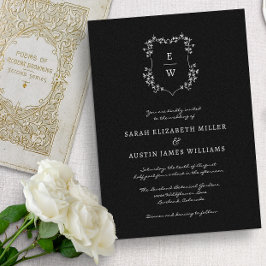 Invitación a la boda de un monograma negro