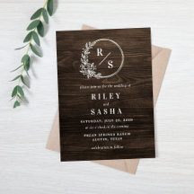 Invitación a la boda de un monograma rústico