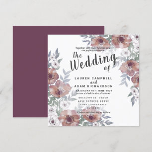 Invitación a la boda de un Naranja con quemado flo