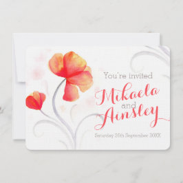 Invitación a la boda de un naranja de flores silve