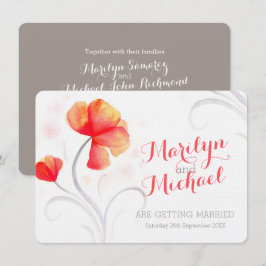 Invitación a la boda de un naranja de flores silve