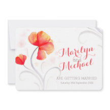 Invitación a la boda de un naranja de flores silve