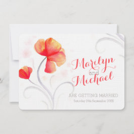 Invitación a la boda de un naranja de flores silve