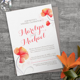 Invitación a la boda de un naranja de flores silve