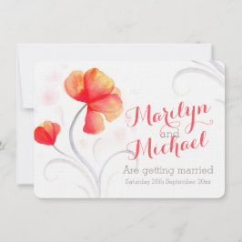 Invitación a la boda de un naranja de flores silve