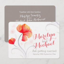 Invitación a la boda de un naranja de flores silve