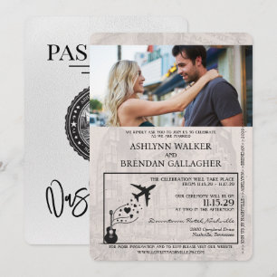 Invitación a la boda de un pasaporte de Nashville