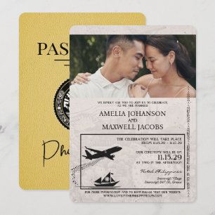 Invitación a la boda de un pasaporte filipino amar