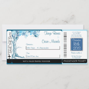 Invitación a la boda de un pase de abordaje con ár