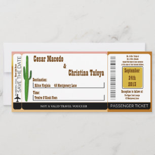 Invitación a la boda de un pase de abordaje para r