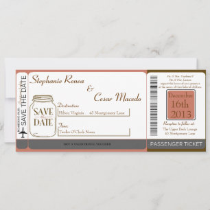 Invitación a la boda de un Pase de Embarque de Mas