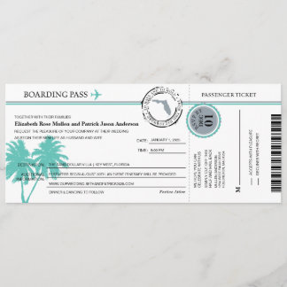 Invitación a la boda de un Pase de Embarque en Flo