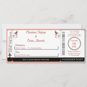 Invitación a la boda de un Pase de Embarque Floral