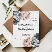 Invitación a la boda de un Rosa moderno y polvorie