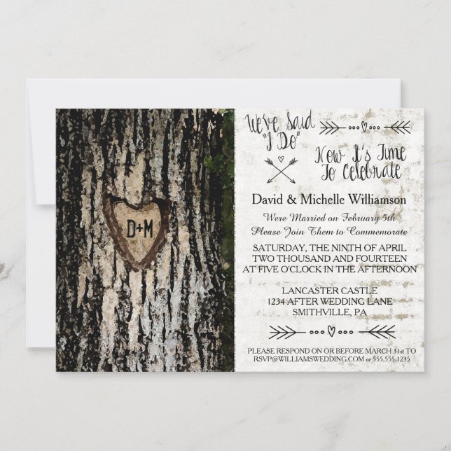 Invitación a la boda de un ruidoso árbol romántico (Anverso)