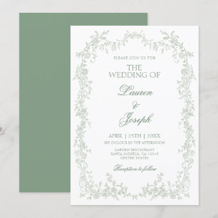Invitación a la boda de un sage Green Toile