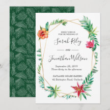 Invitación a la boda de un terrario floral tropica