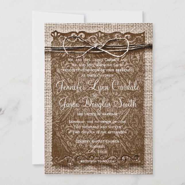 Invitación a la boda de un Twin Scroll en un país  (Anverso)