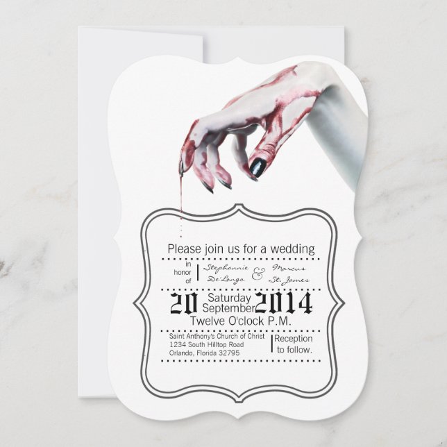 Invitación a la boda de un vampiro con goteo de sa (Anverso)
