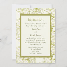 Invitación a la boda de un ventilador doblado japo