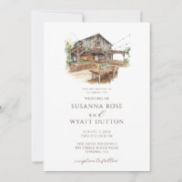 Invitación a la boda de una cubertería acuática ru
