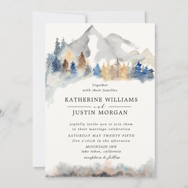 Invitación a la boda de una cuenca acuática rústic (Anverso)