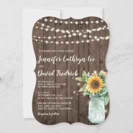 Invitación a la boda de una cuerda de girasol rúst