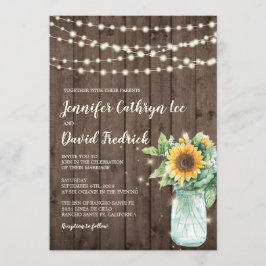 Invitación a la boda de una cuerda de girasol rúst