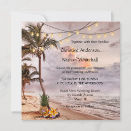 Invitación a la boda de una cuerda tropical de pla