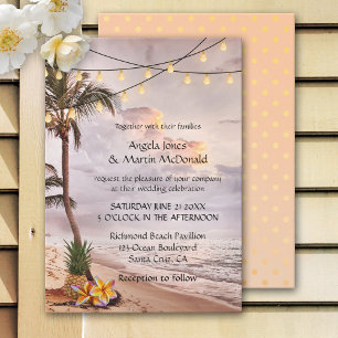 Invitación a la boda de una cuerda tropical de pla