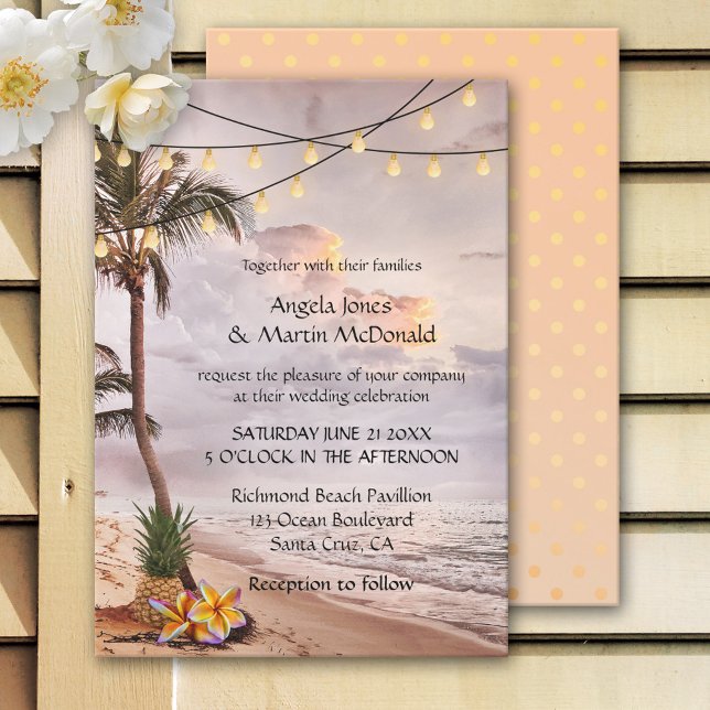 Invitación a la boda de una cuerda tropical de pla (Subido por el creador)